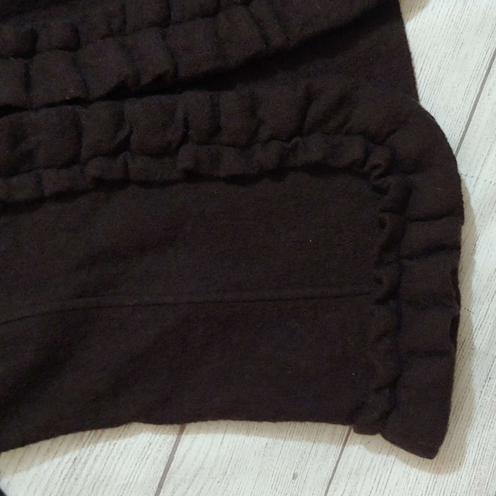 SUSAN BRISTOL BOILED WOOL RUFFLED CARDIGAN COAT - Picture 4 of 9